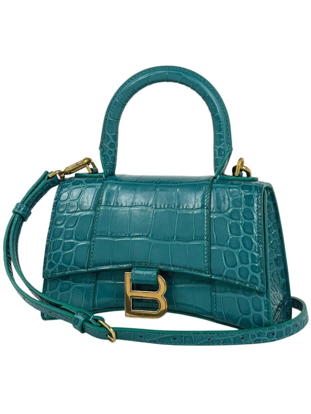 Balenciaga Hourglass XS Handbag 2-Way Leather Green